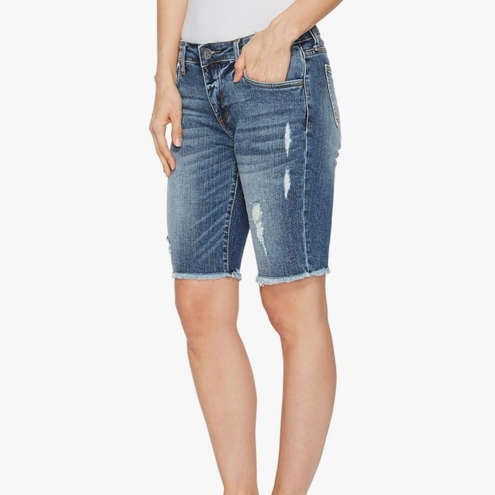 Kut from the Kloth Sophie Bermuda Frayed Hem Blue Size 0 NWT - Picture 4 of 11